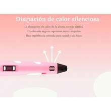Bolígrafo de Impresión 3D profesional, con 12 líneas de color, un total de 36 metros de largo, compatible con ABS / PLA / PCL de varios materiales, con pantalla lcd, descarga de gran flujo sin bloqueo, soporte corporal antipander y antideslizante para ajustar la velocidad / temperatura, adecuado para entretenimiento personal y oficina, herramientas de bricolaje necesarias para creadores profesionales con caja de almacenamiento - Rosa - Ver 5