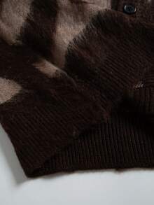 Áo khoác cardigan nam mùa đông cổ chữ V, dáng rộng, họa tiết sọc ngựa vằn, phong cách đường phố. - màu nâu - Xem 8