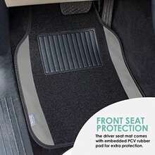 FH GROUP FH-F14408 Carpet w. Faux Leather Floor Mats Solid Color - Fit Truck, SUV, or Van(Gray) - Multicolor - Ver 4