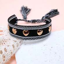 1pc Rivet Heart Bohemian Bracelet - Black - View 4