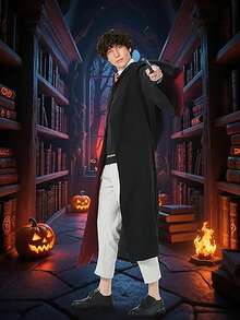 Potter Magic Theme Clothing - Harry's Party Cloak, Magic Robe + Eyeglass Frame Set, University Student Style Uniform, Wizard Magic Research Attire, Suitable ForHalloween,Christmas, Carnival, Film Festival, And Character Role-Playing Events Themed Around Magic, For Both Men And Women. - 彩色 - 查看 8