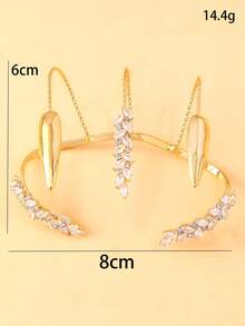 1 chiếc vòng tay hình răng bất đối xứng bằng đá Zirconia vàng thời trang có thể điều chỉnh dành cho nữ, thích hợp cho tiệc tùng, làm quà tặng - Vàng - Xem 7