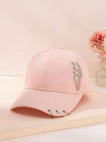 1 Stück Damen Einfarbige Metall Kette Dekor Lässige Stilvolle Baseballkappe, Geeignet für alle Jahreszeiten - Verschiedenfarbig - Übersicht 12