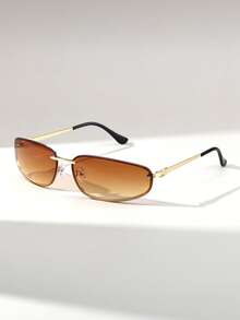 1 Pair Women's Rimless Cat Eye Stainless Steel Personalized Y2K Outdoor Cycling Fashion Glasses - 彩色 - 查看 3