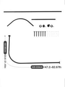 弧形可伸缩浴帘杆，需搭配L型浴室杆使用，不锈钢加固可伸缩L型杆，浴室浴帘套装 - 銀色 - 查看 7