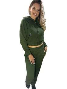 Blusa Feminino Moletom Flanelado Capuz Inverno Promoção - Verde - Visão 4