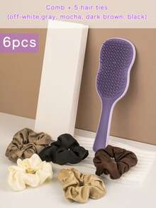 1pc Natural Smoothing Hair Brush, Scalp Care Massage Brush With Anti-Slip Handle, Suitable For Curly, Straight, Dry Or Wet Hair - Multicolor - View 8