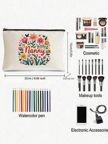 1-2 piezas "Mejor niñera para siempre" Bolsa de lona impresa con diseño de corona, plegable, reutilizable, bolsa unisex, bolsa de compras de hombro de color beige de moda, de poliéster duradero, lavable a máquina, regalo perfecto con tema de agradecimiento - Multicolor - Ver 3