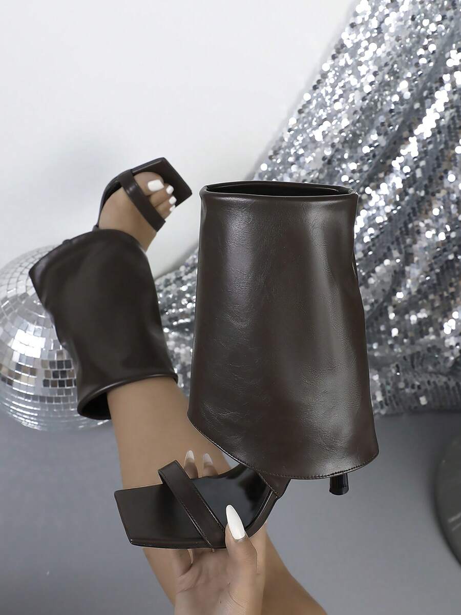 Women's Elegant Strap High Heel Sandals, Suitable For Commuting - Brown - View 1