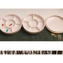 White Ceramic-Style Watercolor Paint Palette With Lid, Multi-Well Mixing Tray, New Year Back-To-School Must-Have Pro Art Supply, Portable Palette For Students Artists Painters Crafters DIY Outdoor Sketch Painting Ready Stock - Round - View 10