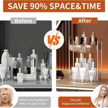 1pc 360 Degree Rotating 2/3 Tier Vanity Makeup Organizer, Large Capacity Skincare & Cosmetics Storage Box, Perfume Holder, Makeup Table Desktop Organizer - Multicolor - View 5