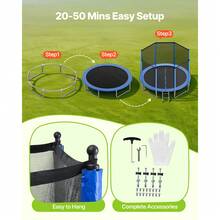 Outdoor Trampoline, 14FT Round Recreational Trampoline With Enclosure Net, ASTM Approved, Heavy Duty Trampolines, Max 450 Lbs Weight Capacity, Anti-Rust Backyard Trampolines For Kids & Adults - 14 Feet - View 6