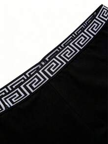 4 piezas de ropa interior de hombre de unicolor con esquinas planas y patrones, pijamas de hombre, ropa navideña, ropa interior de hombre, calzoncillos tipo bóxer - Negro - Ver 6