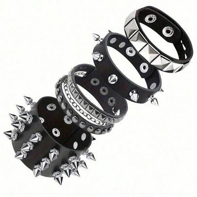 Punk-armband, unisex gotiska klädaccessoarer, nitläderarmband för hiphop- och rockkläder