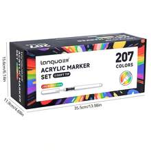 languo 207 Colors Direct Acrylic Marker Pens, Soft Tip High Capacity Multi-Color Markers, Waterproof Paper, Suitable For DIY Graffiti, Rocks, Canvas, Wood, Glass, Ceramic And Textile Painting, Quick-Drying Markers, Art Supplies. - Multicolor - View 3