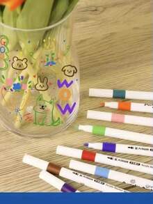 12/24/36/48/60 Colors Acrylic Marker Pens, Large Capacity Student Children Art Painting Specialized Colored Pens, Non-Bleed, Washable Acrylic Marker Pens 12 Colors Set, Water-Based Oil Paint Pens, DIY Ceramic Graffiti Pens, Acrylic Paint Markers, Affordable Price - Multicolor - View 4