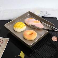 1个11英寸方形烤盘，加厚碳钢烤盘，不粘烤模，适用于蛋糕卷、花生糖、饼干等，烤箱适用 - 棕色 - 查看 7