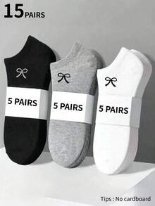 1/15 Pairs Women's Short Socks, Invisible Socks, White Socks, Black Socks, Gray Socks, Ladies Socks, Cute Socks, Girl Socks, Black Socks, Cartoon Details, Ventilation Hole Design, Moisture-Wicking, Soft And Smooth, Suitable For Various Occasions Like Festivals, Sports, Casual, Business And Daily Wear, All-Season, Random Color Combination - Multicolor - View 15