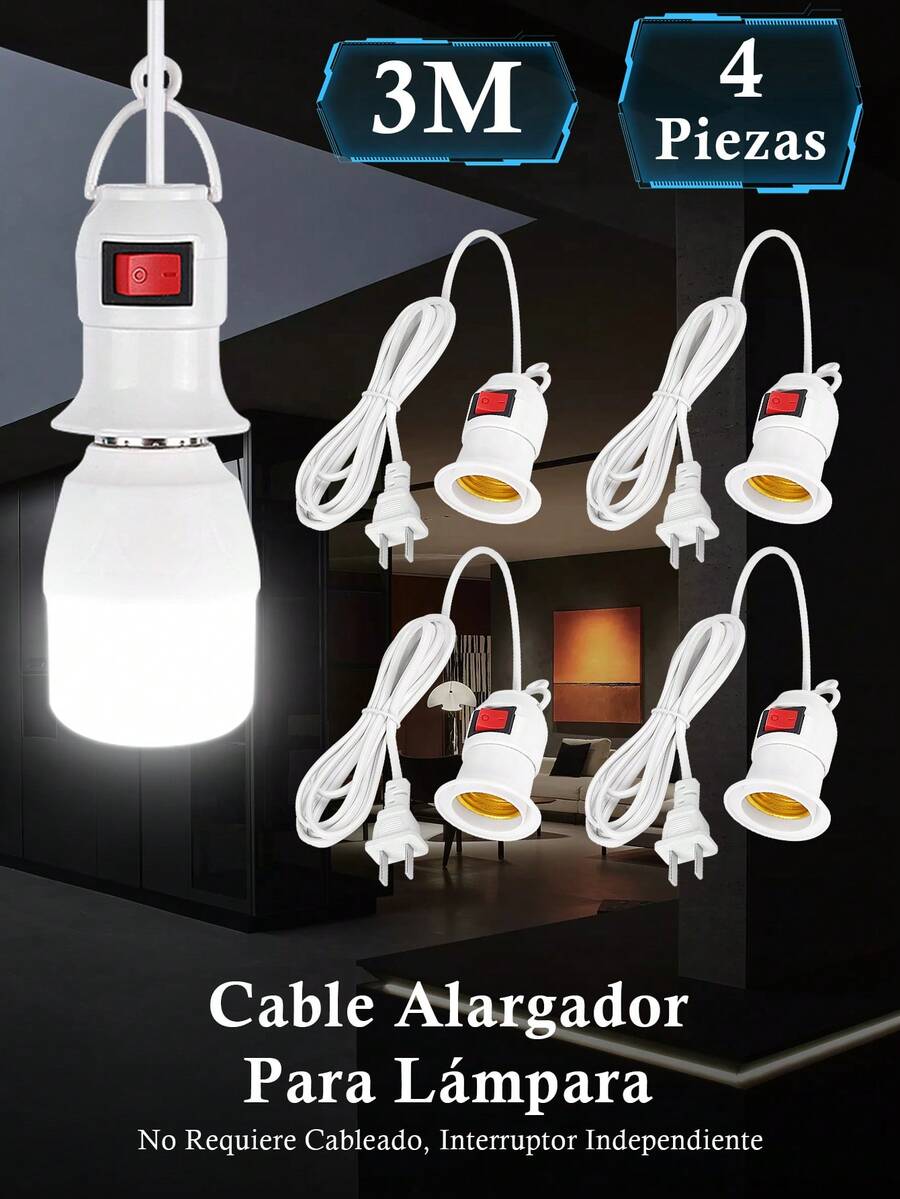 3/5 Metros Extension Con Socket Para Foco