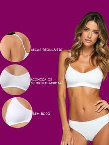 Women's Adult Basic Top Adjustable Strap Day-To-Day Comfort - 白色 - 查看 3