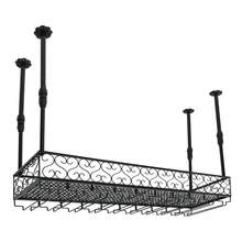 YUNRUX Ceiling-Mounted Wine Rack, Wine Organizer With Glass Holders, Hanging Wine Rack - Black - View 9