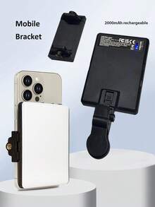 1pc 60-LED Selfie Light, 3 Lighting Modes, Adjustable Brightness, Battery Indicator, Portable Clip-On Fill Light, Type-C 5V Rechargeable, Available In Pink/White/Black/Purple, Suitable For Makeup, Live Streaming, Zoom Meetings, Compatible With Phones & Cameras - 3 In 1 Light Colors - View 8