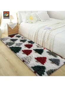 1pc Christmas Tree Bathroom Non-Slip Mat, Machine Washable, Holiday Decor For Bathroom, Doorway, Kitchen - Festive Green & White Design, Perfect Gift For Christmas, Christmas Decorations - Multicolor - View 4