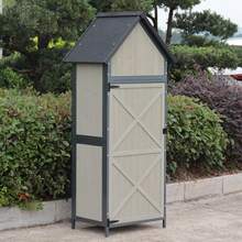Outdoor Sheds Storage, 2.5x5.6FT Vertical Storage Sheds, Wooden Sheds With Metal Frame, 68" Tall Wood Garden Tool Shed, Metal Framed Tool Cabinet With Adjustable Shelves Large Capacity Storage, Box For Backyard Garden Patio Lawn - Grey - View 1