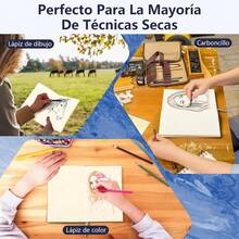 Libreta Hojas Blancas A5 Sketchbook(360 Hojas / 720 Páginas) con 2 lápices de dibujo HB + 1 sacapuntas Diario Journal Notebook Con Funda Impermeable de Cuero Suave (Azul) - Negro - Ver 7