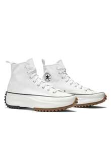 Converse Run Star Hike 男女通用休闲运动鞋，高帮仿皮，中等宽度，运动舒适，日常都市休闲时尚，白色/黑色生胶底，US1-14码，货号：166799C - 白色/黑色/膠狀 - 查看 2