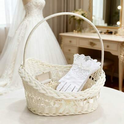 Flower Girl Basket For Wedding Flower Baskets With Handles For Weddings Ceremony Home Decorations