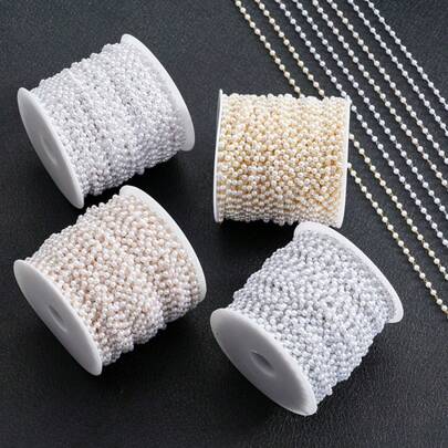 1m/Bag 4mm Fashion Pearl Copper Chain Pearl Chain DIY Bracelet Necklace Jewelry Making Supplies Gift Accessories