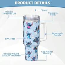 Lilo And Stitchs Cartoon Insulated Tumbler With Lid Vacuum Thermal Mug Outdoor Portable Car Bottle Cups, 40oz - 3 + ONE SIZE - View 4