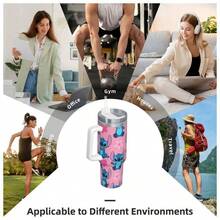 Lilo And Stitchs Cartoon Insulated Tumbler Straws Lid Stainless Steel Coffee Mugs Outdoor Portable Hot Cold Drinks Cups, 40oz - 12 + 均碼 - 查看 5