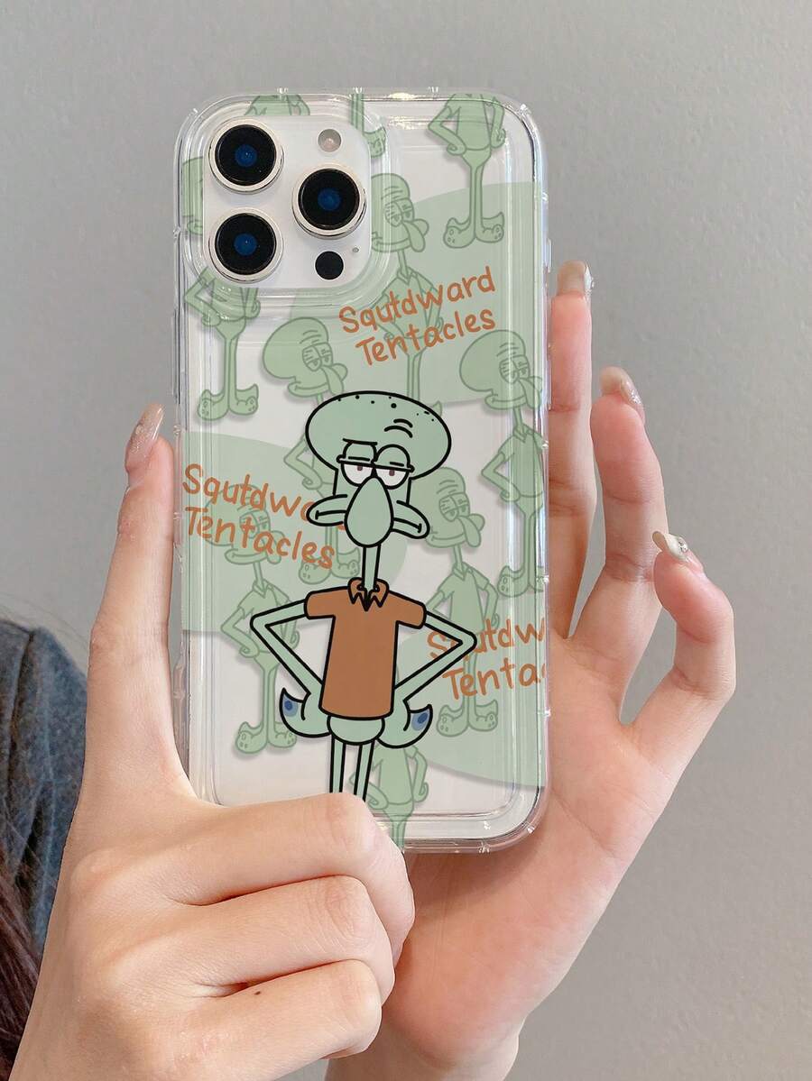 SpongeBob SquarePants 1个时尚全屏海绵宝宝字母图案防震手机壳,兼容三星/ 17/16/15/14/13/12/11 Pro Max/12 Pro/14 Plus 及其他型号 - 彩色 - 查看 1