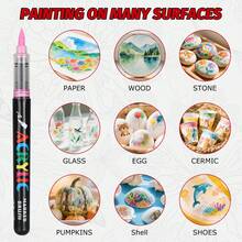 Bộ 12/24/36/48/60/80/120 bút dạ acrylic vẽ trực tiếp, bút dạ màu mềm chuyên nghiệp dùng cho thiết kế nghệ thuật, sách tô màu tự làm, thích hợp cho thủy tinh, đá, vải bố, vải, trứng, đá và nhiều hơn nữa, nghệ thuật vẽ trên cơ thể, quà Giáng sinh, bút mực màu chống thấm nước, thư pháp, đồ dùng học tập, mùa tựu trường. - Bộ - Xem 6