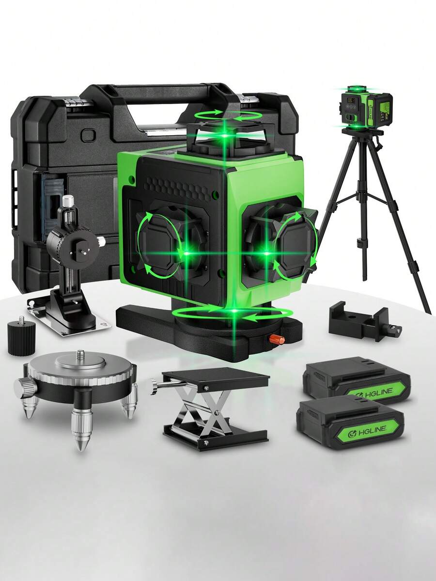 ONEVAN 16 Lines 4D Laser Levels 360 Horizontal Vertical Green Line Laser Level Self-Leveling Measure Leveling Tool - UK Plug(220-240V) - View 1