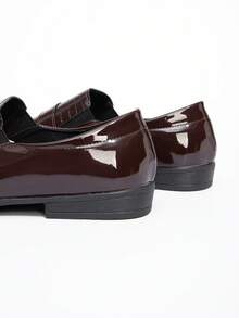 Minimalist Pointed Toe Leather Dress Shoes, Fashionable Design For Teenagers - Burgundy - View 3