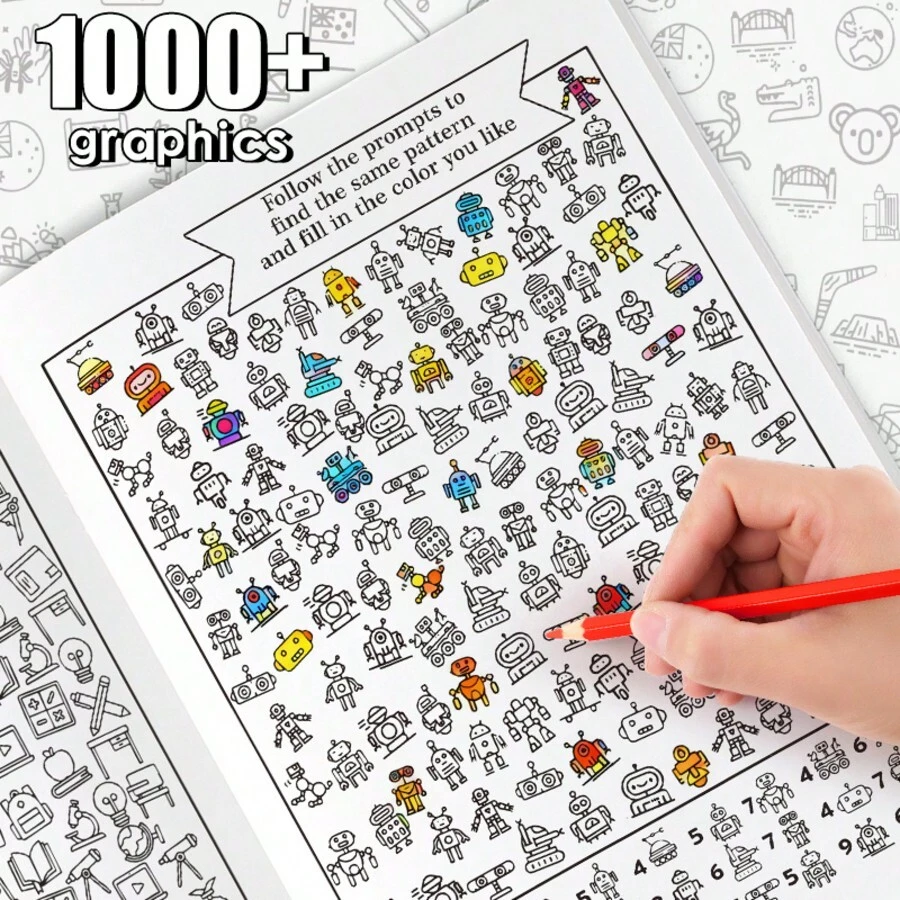 1000+ Hidden Objects Coloring Book For Adults - Interactive Find And Color Game Book, Birthday/Christmas Gift - one-size - View 1