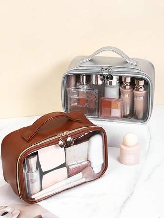 大容量多功能透明PU化妆包、收纳袋、洗漱包、旅行手提包