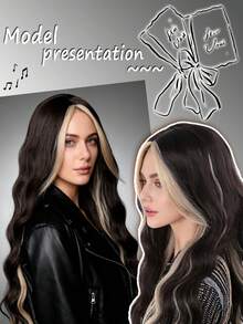 Synthetic Long Black Ombre Blonde Wavy Wig For Women 27.5 Inch Middle Part Curly Natural Looking Heat Resistant Fiber For Daily - Multicolor - View 8