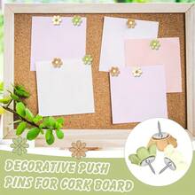 30pcs/Box, Multi-Color, Convenient Thumbtacks, Stationery Tool, Flower Shaped Thumbtacks For Soft Cork Board, Green & Brown, Decorative Thumbtacks For Photo Wall, Feature Wall, Map, Bulletin Board, Office Or Home