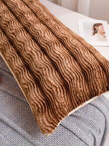 1个高级兔毛双人抱枕情侣枕美拉德色轻奢高端几何纹理卧室时尚家居装饰枕加厚材质细腻触感，温暖舒适拉链封口可拆卸水洗 - 摩卡棕 - 查看 8