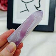 1pc Pink/Blue Agate Pillar With Unique Irregular Cracks And Small Holes; A Interior Decorations , The Perfect Gift For Family And Friends, Or A Valentine's Day Or Easter Present. - Multicolor - View 11