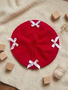 1顶带蝴蝶结的婴儿贝雷帽，艺术家帽，适合新生儿至1-3岁女婴，婴儿春季服装配饰，幼儿发饰，女婴春季套装，适合居家和户外活动，婴儿礼物 - 彩色 - 查看 15