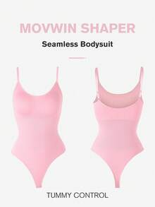 1 bộ đồ liền thân nâng mông không đường may cỡ lớn cho nữ, đồ định hình có kiểm soát bụng, mùa hè - Màu Hồng baby - Xem 10