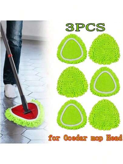 3 Piecesmop Replacement Head For Ocedar Mop Head Replacement For Easywring 1 Piece System, Rotary Mop Replacement Head For Floor Cleaning, Chenille Mop Refill, Washable And Reusable Mop Head Replacement