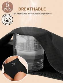 MEIYATING 5条装高腰女士内裤，舒适收腹条纹三角裤 - 彩色 - 查看 5