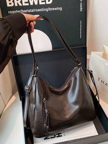 New Fashion Large Capacity Tote Bag, Korean Style Shoulder Bag, Casual Commuter Backpack - Coffee - View 8