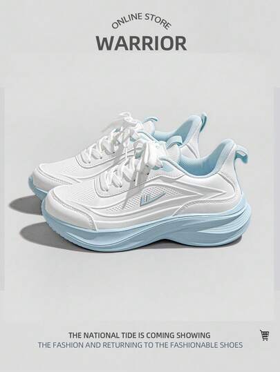 WARRIOR 1双女士运动透气运动鞋，撞色皮革低帮休闲鞋